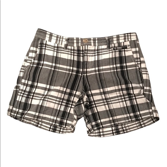 Dockers Women’s Black/Grey/White Plaid Linen Blend Shorts Size 10 - Picture 1 of 5